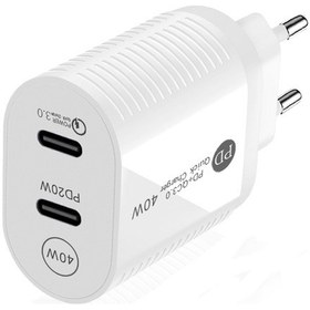 Resim İphone Uyumlu / İpad Serisi İçin 40w Çift Bağlantı Noktalı Pd / Type-c Hızlı Şarj Cihazı, Ab Fiş Beyaz 