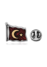 Resim Hk Gümüş Rozet Türk Bayrağı Gümüş Takı Hediyelik Ürünler-201419 Çok Renkli 