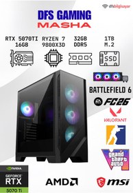 Resim MSI DFS GAMING MASHA RYZEN 7 9800X3D-B650M-RTX 5070 TI 16GB-32GB DDR5 RAM-1TB M.2 SSD-OYUNCU BİLGİSAYARI 