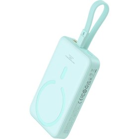 Resim Baseus Magnetic Mini Wireless Fast Charge Power Bank İp Edition 10000mah 20w Peppermint Blue With Simple Series Charging Cable Type-c To Type-c 20v/3a 30cm White Mavi 