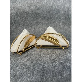 Resim Ebed Yapraklı Üçgen Peçetelik Altın 2 Adet 