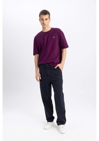 Resim DeFacto Gabardin Pantolon Baggy Fit Bol Rahat Kesim Cepli Düz Paça B4762AX24SPNV239 