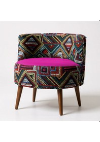 Resim Azra Mobilya Sydney Modern Desenli Döşemeli Berjer Renkli Tasarım, Konforlu, Dekoratif Tekli Koltuk Fuşya Çok Renkli 