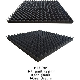 Resim Birlik Sünger Akustik Ses Yalıtım Süngeri 50 x 50 x 4 Piramit Kesim Yapışkansız 4 Adet 