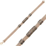 Resim Bracelet femme en maille de pierre rose argentée 