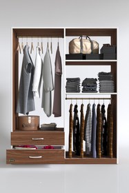 Resim Kenzlife Giysi Dolabı Şemsettin 175*120*40 Cvz Gardırop 2 Çekmeceli 