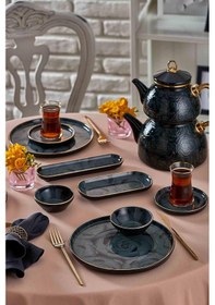 Resim Neva N3233 Bitter Gülriz Emaye Demlik Seti Siyah 