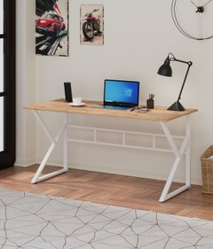 Resim TEKATEL Oyuncu Masası Bilgisayar Masası Metal ayaklı Çalışma Masası Ofis masası Çam - Beyaz 120X60 