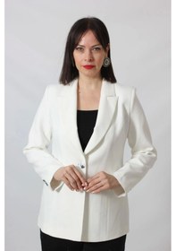 Resim Moda Berray 1905 Beyaz Kadın Büyük Beden Blazer Ceket Beyaz 