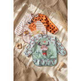 Resim Babydonat 2'li Paket Sıvı Geçirmez Uzun Kollu Çocuk Mama Önlüğü 6-24 Ay - Blw Uyumlu, Dökülme Önleyici Cepli, Leke Tutmaz Mama Önlüğü Seti 
