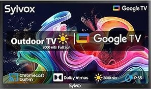 Resim SYLVOX 4K 43 inç dış mekan televizyon 2000nits IP55 su geçirmez, HDR10, Smart Google TV, Dolby Atmos, Chromcast, Google Assistant, Triple Tuner Pool Pro 2.0 