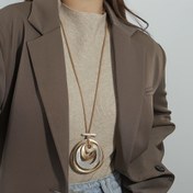 Resim Moda Bohem Çok Katmanlı Fırçalanmış Oyuk Yuvarlak Kolye Uzun Zincirli - Alaşım Malzeme, Ayarlanabilir - Günlük Giyim ve Hediye Verme İçin Uygun, Gömme Yok, Tüm Mevsimler İçin Uygun 