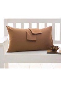 Resim Kahve Renkli Pamuklu Ranforce Kumaştan Yastık Kılıfı 2 Adet 