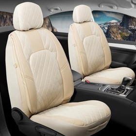 Resim Volvo S40 Uyumlu Yarı Deri Oto Koltuk Kılıfı Ön Arka Set Chester Serisi Bej Fs 