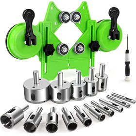 Resim Sunshinee Elmas Delik Testere Kiti 17 Adet Matkap Uçları Çift Vantuzlu Setler Kılavuz Jig Fikstürü 4MM-83MM'DEN Içi Boş Matkap Seti (Yurt Dışından) 