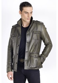 Resim Şahin Deri Eskitme Hakiki Deri Ceket Yeşil 