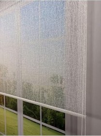 Resim donatti perde OLYMPOS Serisi – Kırçıl Desenli Çift Mekanizmalı Beyaz Tül Açık Gri Stor Perde 50 x 200 