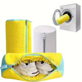 Resim 1 Adet Taşınabilir RV Seyahat Kabarık Lif 360° Dönen Ayakkabı Yıkama Çantası - Makinede Yıkanabilir ve Kurutucuda Kullanılabilen Fermuarlı Tekrar Kullanılabilir Çamaşır Torbası, Spor Ayakkabılara & Ayakkabılara Uygun, RV Aksesuarları, Güvenli Fermuar Kapatma, Yumuşak Kumaş Malzeme, Kurutucu Güvenli, Yer Tasarrufu Sağlayan Çözüm, Güçlendirilmiş Dikişler, Ev Organizatörleri 