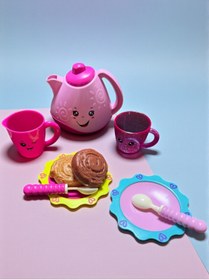 Resim YILDIRIM OYUNCAK Little Chef Çay Seti 9 Parça Simli Açık Pembe Mor Bardaklı Evcilik Mutfak Oyuncak Seti 