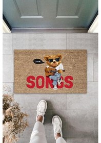 Resim Dijital Song Ayıcıklı Bej Kapı Paspası Dış Mekan Paspas K-3163 