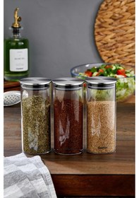 Resim Cooker 3'lü 400 Ml Metal Kapaklı Borosilikat Cam Kavanoz Seti Ckr3892 Gümüş 