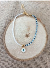 Resim Emily Yuvarlak Nazar Boncuğu Uçlu Afgan Boncuklu Halhal Çok Renkli 