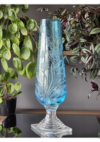 Resim Konyax Mavi Renk Vazo El İşçiliği Renkli 