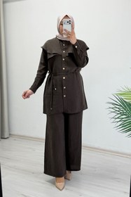 Resim T Moda Store My Magazin Yaka ve Bağcık Detaylı Tesettür İkili Takım 