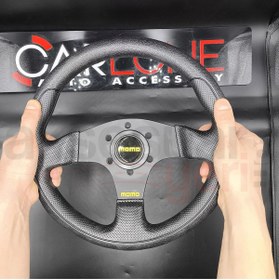 Resim carlone Momo Spor Yarış Direksiyonu-Ofsetsiz-Noktalı ve Kaymaz Desenli Deri 30cm 