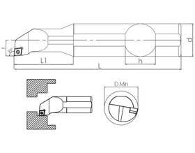 Resim S Sistem - ISO SCLCR/L 95°SET İç Çap Torna Kalemi 