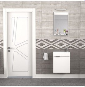 Resim Biani Fix Arya 50 Cm Seramik Lavabolu, Aynalı, Banyo Dolabı, Lavabo Dahil, Mdf,Mat Beyaz 