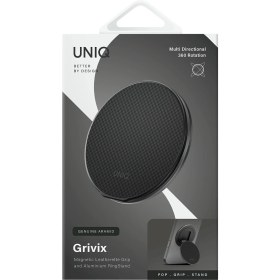 Resim UNIQ Grivix Premium 360 Manyetik Magsafe Kickstand Yüzük - Karbon Siyah 