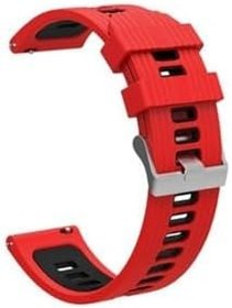 Resim Gpack Samsung Galaxy Watch 4 Classic 42mm ile Uyumlu Kordon, Delikli Çift Renk Tasarım, Kırmızı 