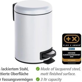 Resim Lidyahan Store Leman Kozmetik Pedallı Kova Beyaz 3l Entegre Atık Torbası Tutuculu Beyaz 