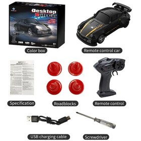 Resim Kf20 1/64 Rc Drift Araba 2.4g Yüksek Hızlı Araba Yarışı Dört Tekerlekli Mini Black Black 