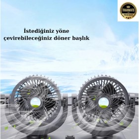Resim Trakmats Tüm Araçlara Uyumlu Araç İçi Torpido Üstü 360 Derece Dönebilen 12V Vantilatör Çakmak Girişli 