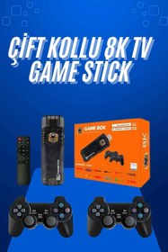 Resim gizmurstore Game Stick Çift Oyun Konsolu Smart TV Game Box 8k Ultra HD 64 Gb 
