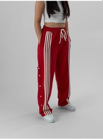 Resim Cocopelli Kadın Şeritli Kırmızı Baggy Pantolon Coc1080 Kırmızı 
