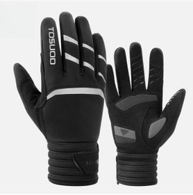 Resim Willowhaven Tosuod Siyah L Kışlık Parmaklı Bisiklet Eldiveni, Dokunmatik Uyumlu 