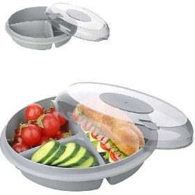 Resim Hereveoyuncak 3 Bölmeli Kapaklı Pratik Kahvaltılık + Karpuz Kavun Dilimleme Bıçağı - 2li Set H1A1W0 