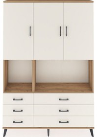 Resim Arges Dolap 6 Raflı 6 Çekmeceli 3 Kapaklı 132x30x195 Çam-aytaşı/aytaşı Aytası/aytası 