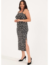 Resim Tek Omuz Askılı Elbise-siyah Siyah 