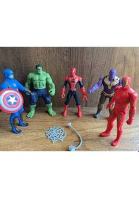 Resim Avengers Figürleri 5li Set Hulk Spiderman Ironman Thanos Captan America Örümcek Adam Figür 