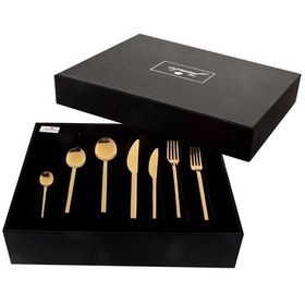 Resim Jumbo 8100 Titanyum Gold 84 Parça 12 Kişilik Çatal Kaşık Bıçak Se 