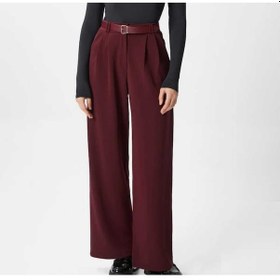 Resim Nevege Butik Kadin Likrali Kemerli Rahat Kesim Palazzo Pantolon-bordo Bordo 