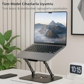Resim Xleath Çelik Laptop Standı, Yükseklik Ayarlı, 11-17.3 inç, Deri Koruma Pedli, Siyah, Ergonomik, Katlanabilir, Tüm Modeller ile Uyumlu 