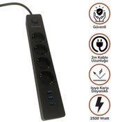 Resim BYDNZ SHOP Termak Akım Korumalı 4 Priz 3 USB Girişli Uzatma Kablosu Güç&Şarj 