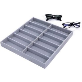 Resim Aydın Decor Yerli Üretim Havana Model Süet Kumaş Gri Renk 36-38 Cm Çekmece Içi Gözlük Standı 