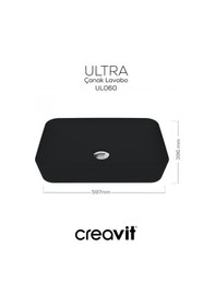 Resim Creavit Ultra Dikdörtgen Çanak Lavabo 60cm Mat Siyah Ul060-00sm00e-0000 