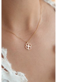 Resim Sade Şık Yonca Altın Kolye 